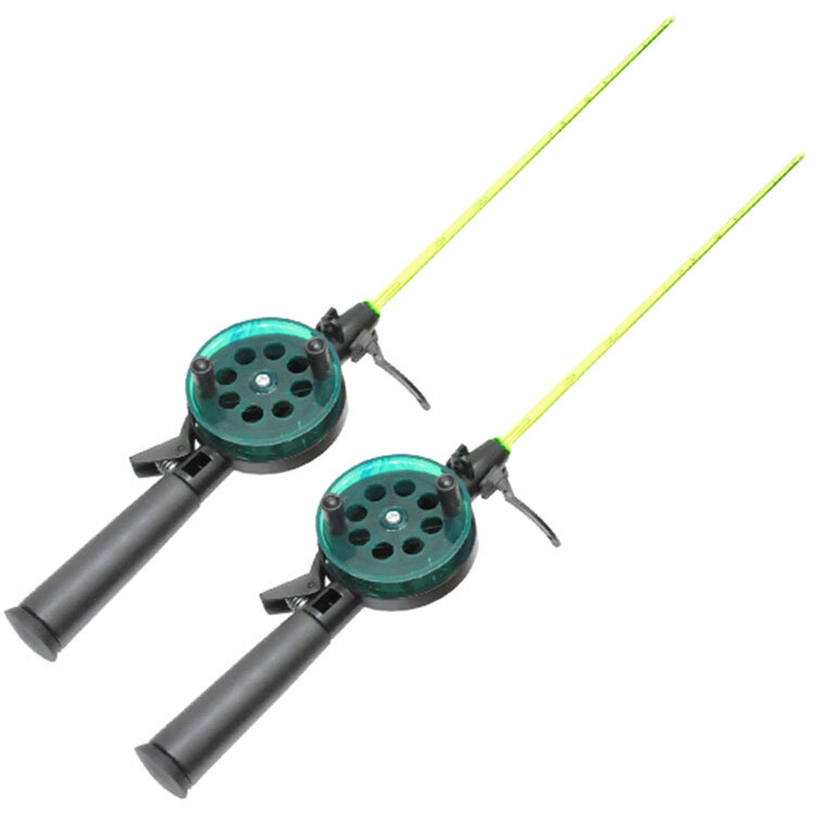 Удочка зимняя Три кита Техно d-65 пластмас ручка хлыст стекло-но зеленая, 2 шт