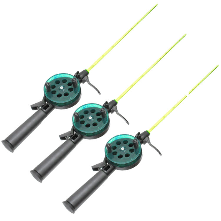 Удочка зимняя Три кита Техно d-65 пластмас ручка хлыст стекло-но зеленая, 3 шт