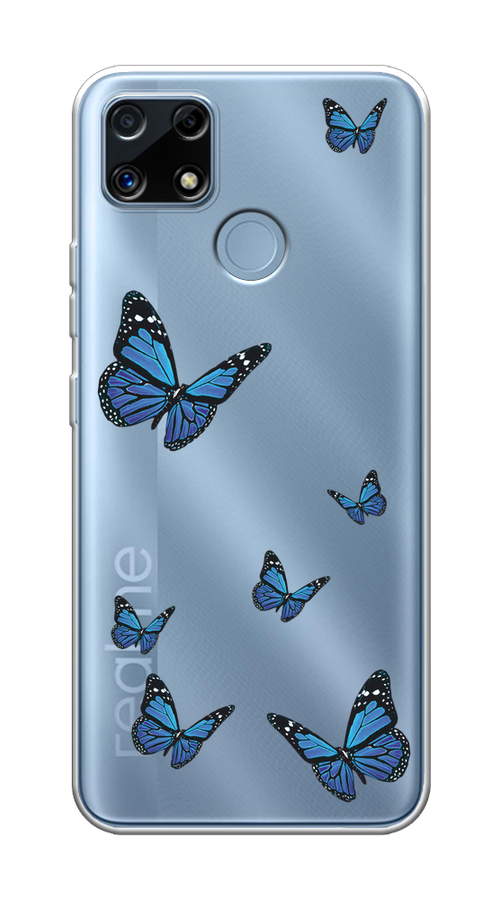 

Чехол на Realme C25/C25s "Blue butterflies", Синий;черный, 257450-1