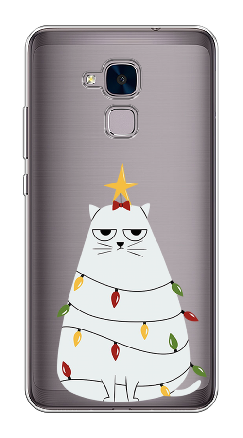 

Чехол на Honor 5C "Котик в гирлянде", Белый;красный;желтый, 60450-1