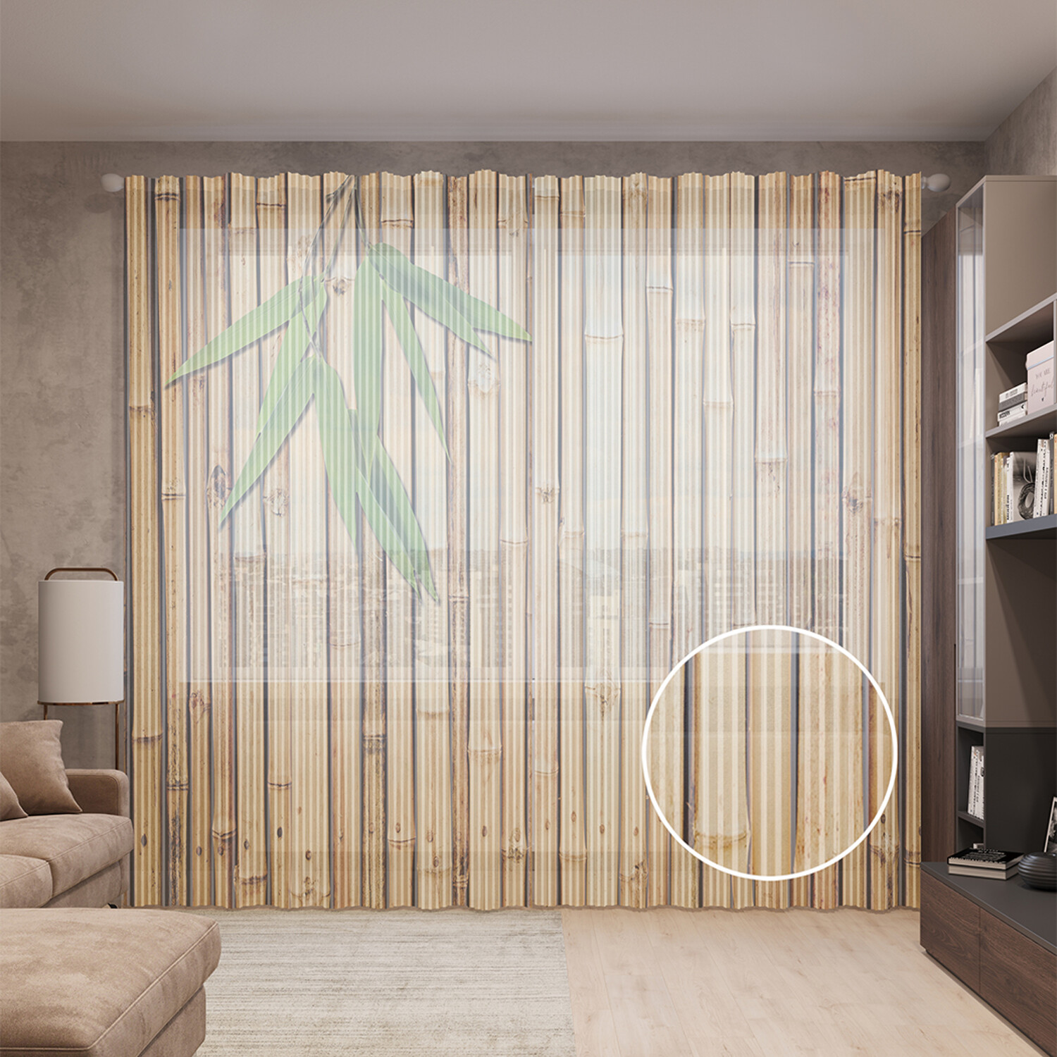 

Тюль вуаль на шторной ленте с принтом JoyArty "Листья бамбука", 310х265 см, Листья бамбука