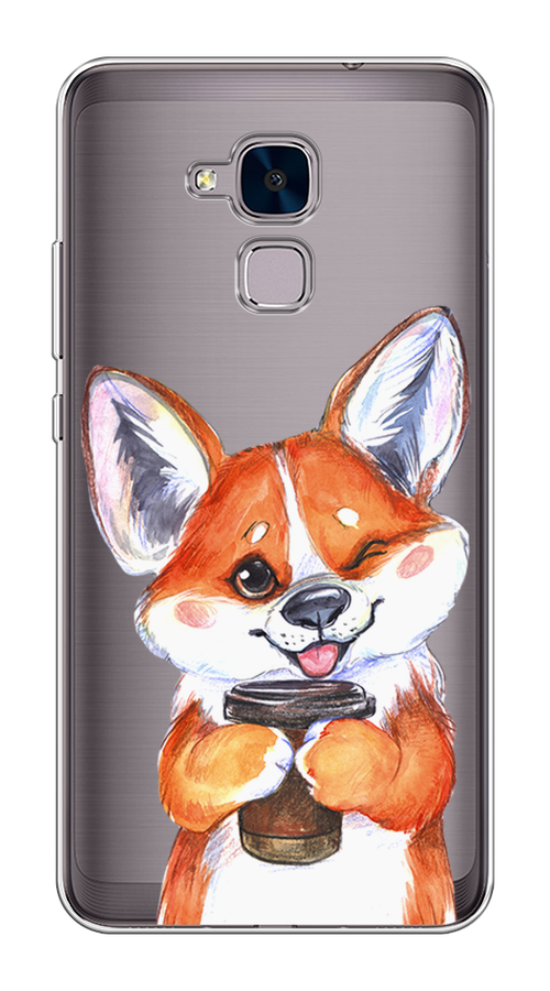 

Чехол на Honor 5C "Корги с кофе", Оранжевый;белый, 60450-4