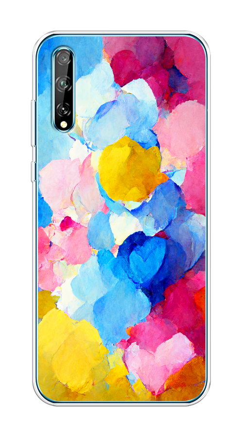 

Чехол на Huawei Y8p/P Smart S "Яркие пятна", Синий;голубой;желтый;розовый, 6103550-1