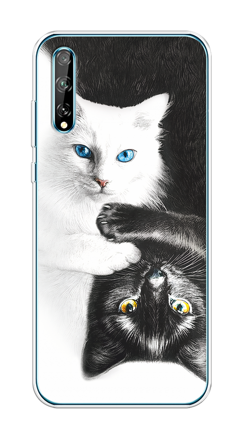 

Чехол на Huawei Y8p/P Smart S "Коты Инь-Янь", Черный;белый;голубой, 6103550-1