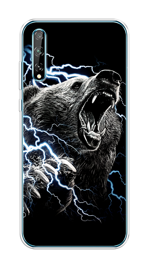 

Чехол на Huawei Y8p/P Smart S "Гроза и медведь", Черный;серый;серебристый, 6103550-1