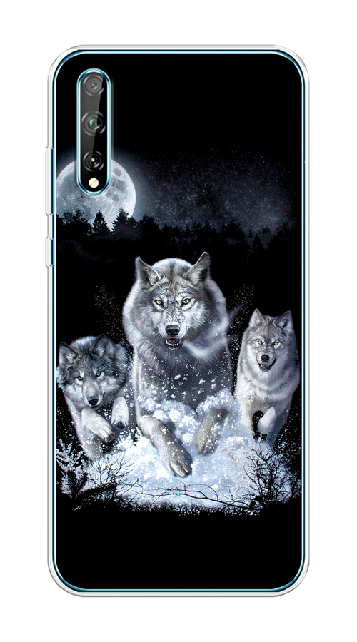 

Чехол на Huawei Y8p/P Smart S "Стая волков под луной", Черный;белый;серый, 6103550-1