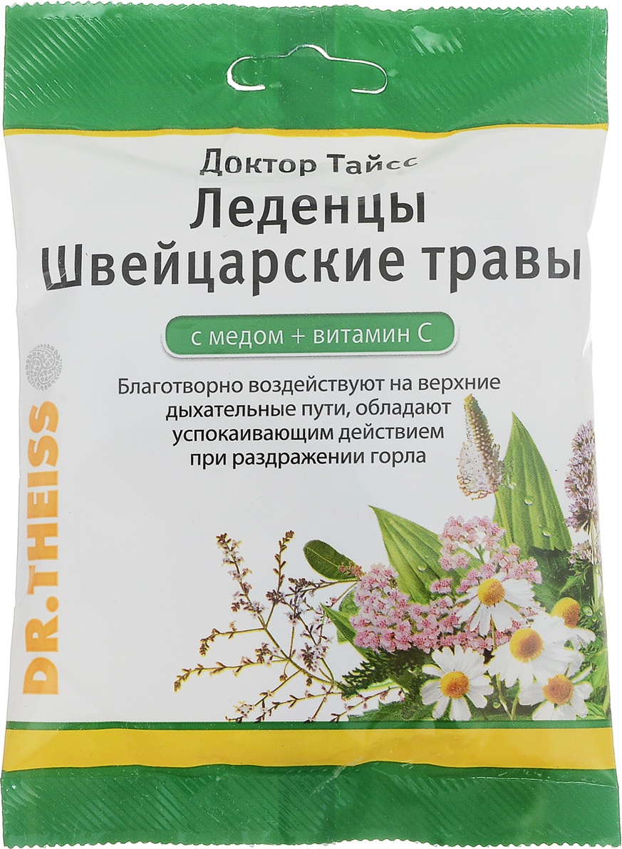 фото Леденцы dr.theiss швейцарские травы с медом и витамином с 50г dr. theiss naturwaren gmbh