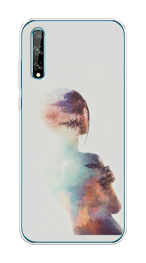 

Чехол на Huawei Y8p/P Smart S "Девушка-лес", Розовый;голубой;серый, 6103550-1