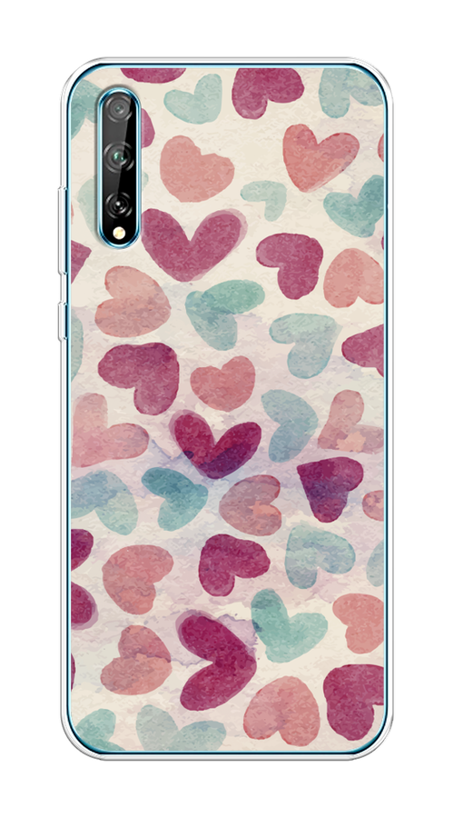 

Чехол на Huawei Y8p/P Smart S "Фон из сердечек 4", Розовый;голубой, 6103550-1