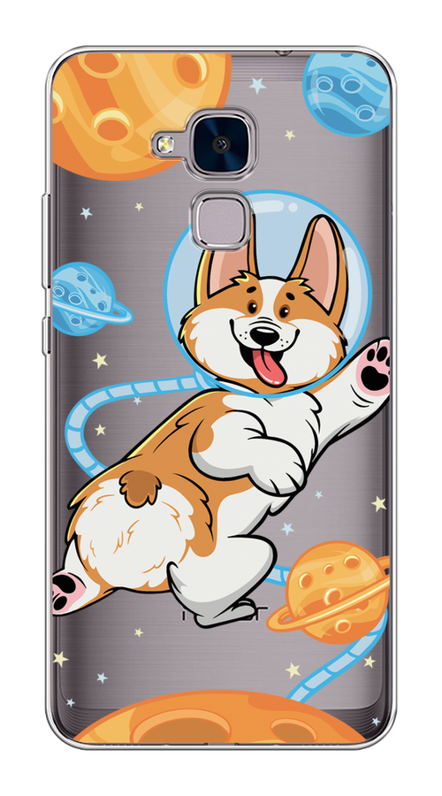 

Чехол на Honor 5C "Корги-космонавт", Голубой;бежевый;белый, 60450-1