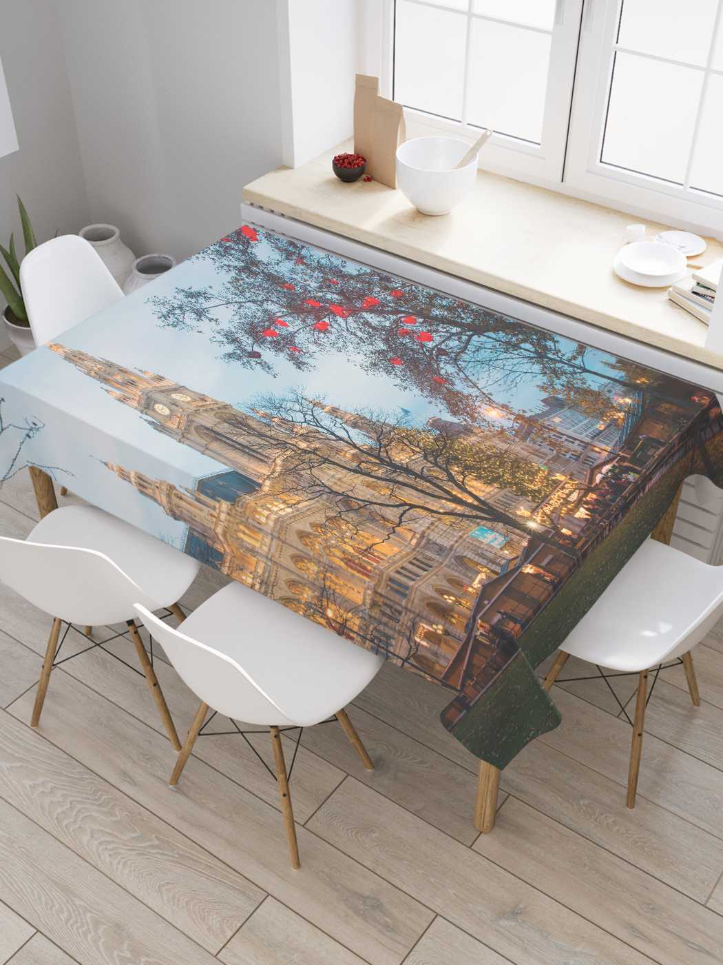 

Скатерть прямоугольная JoyArty "Вечерняя площадь" из оксфорда, 180x145 см, Вечерняя площадь