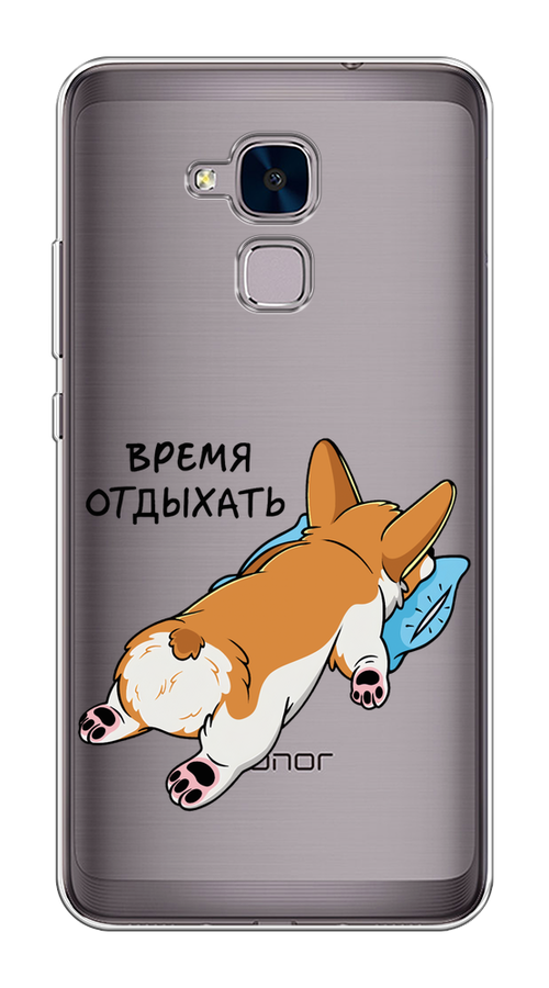 

Чехол на Honor 5C "Корги отдыхает", Черный;коричневый;голубой, 60450-1