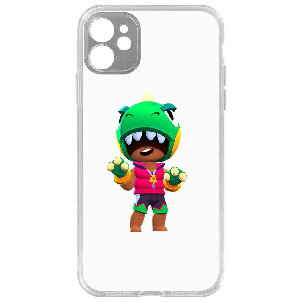 

Чехол-накладка Brawl Stars-Дино Леон для iPhone 11 с защитой камеры, Прозрачный