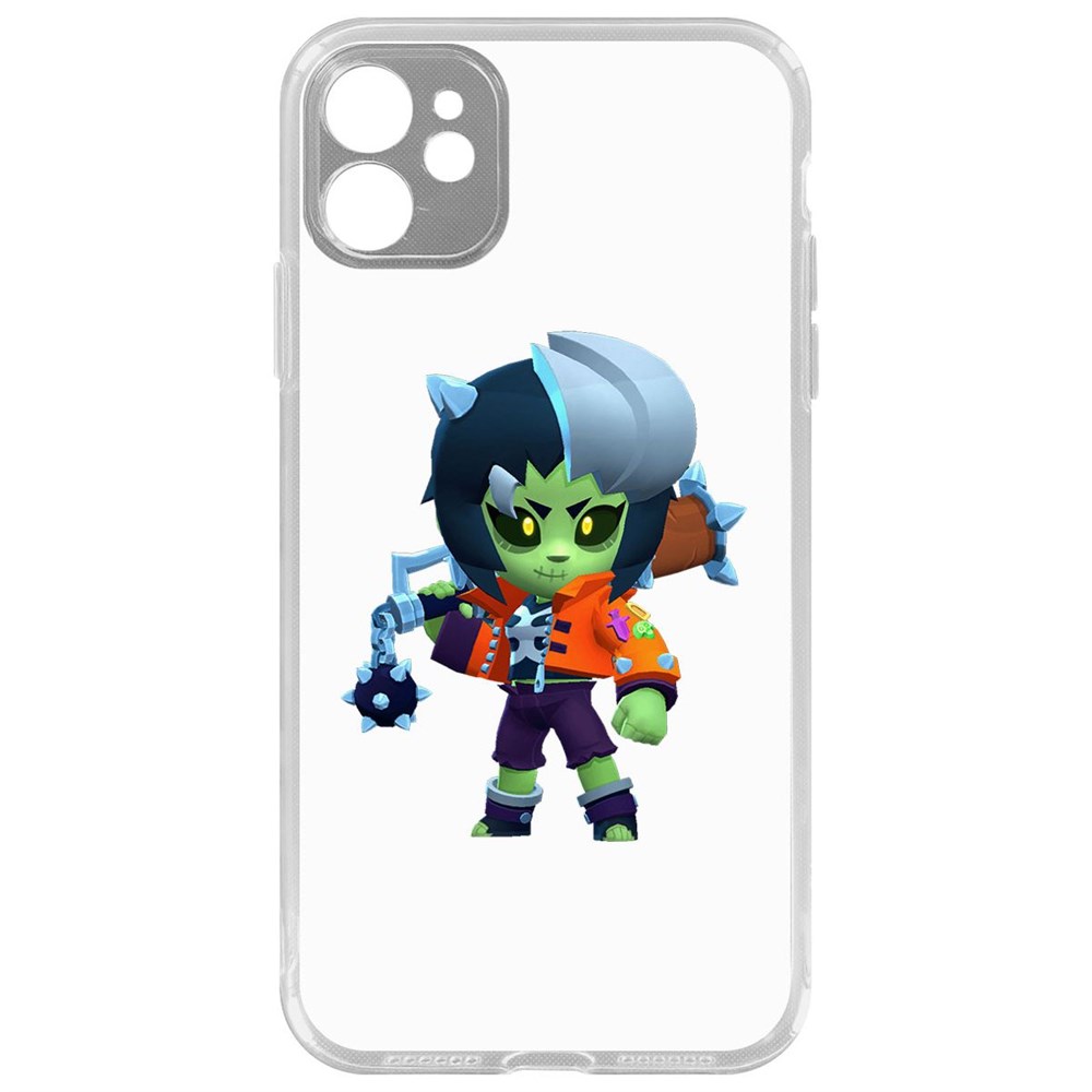 

Чехол-накладка Brawl Stars-ЗомБиби для iPhone 11 с защитой камеры, Прозрачный