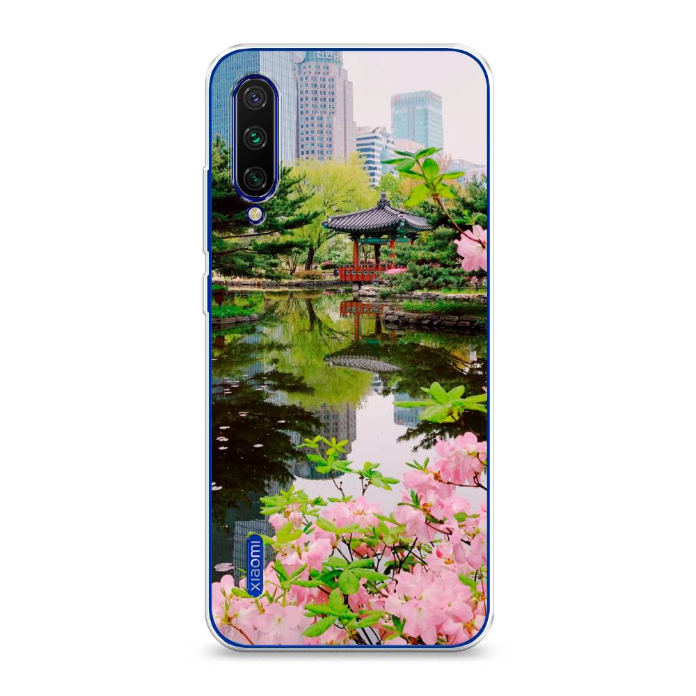 

Чехол на Xiaomi Mi CC9E/Mi A3 "Сакура возле озера", Зеленый;розовый;голубой, 35950-2