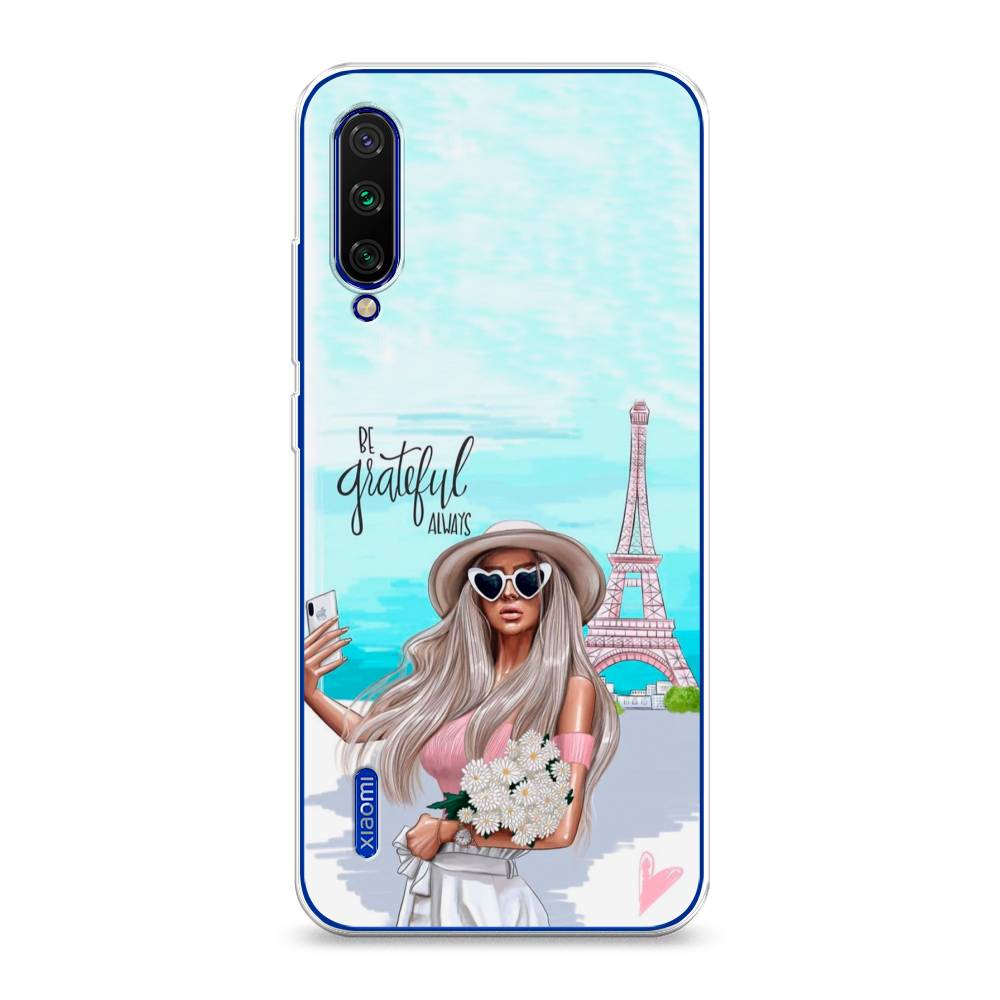 

Чехол на Xiaomi Mi CC9E/Mi A3 "Селфи Париж", Голубой;бежевый, 35950-6