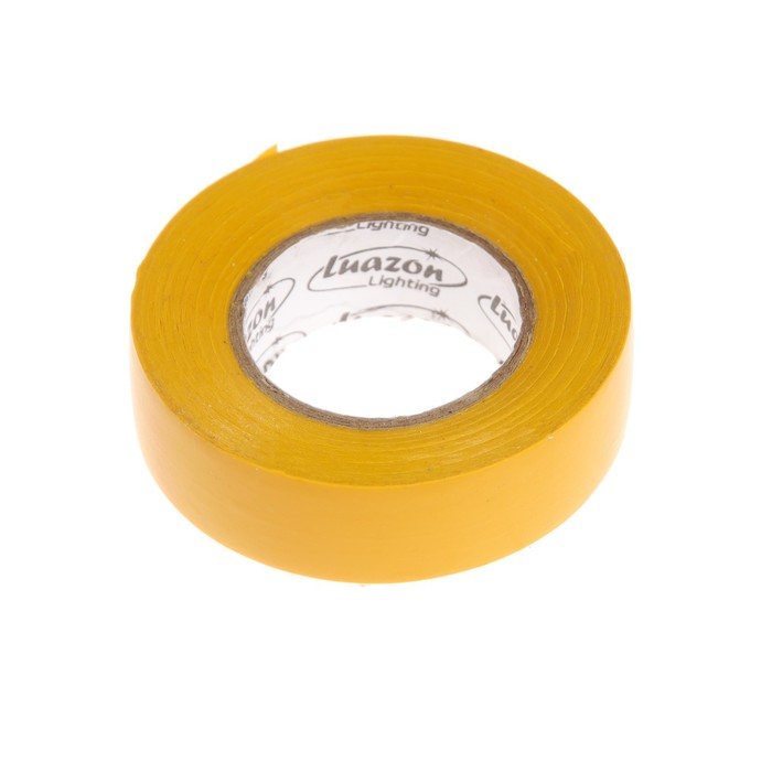 Изолента Luazon Lighting, ПВХ, 19 мм х 20 м, 130 мкм, желтая, (3шт.)