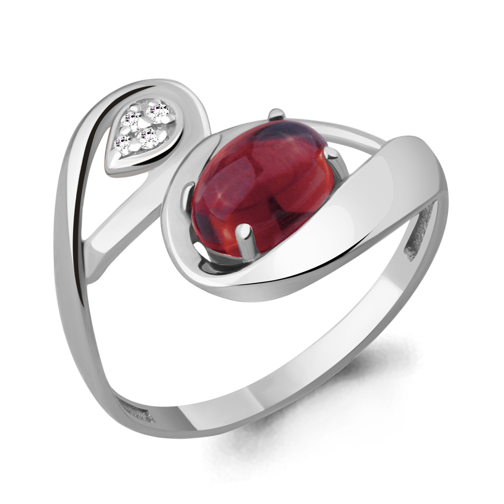 

Кольцо из серебра с гранатом/фианитом р., Aquamarine 6576903, 6576903_925_р