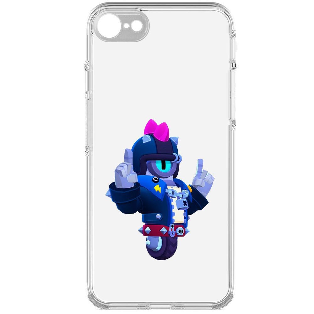 

Чехол-накладка Brawl Stars-Дикий Сту для iPhone 7/8/SE 2020 с защитой камеры, Прозрачный