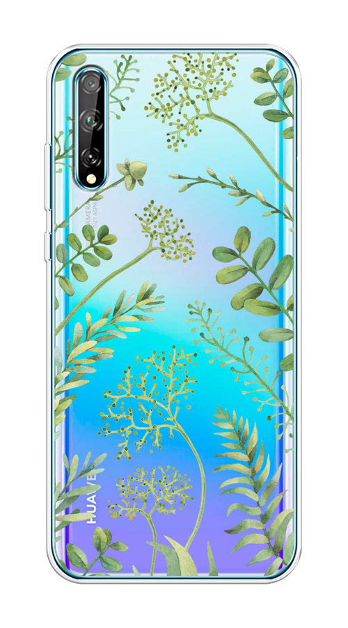 

Чехол на Huawei Y8p/P Smart S "Green Leaves", Зеленый;прозрачный, 6103550-1
