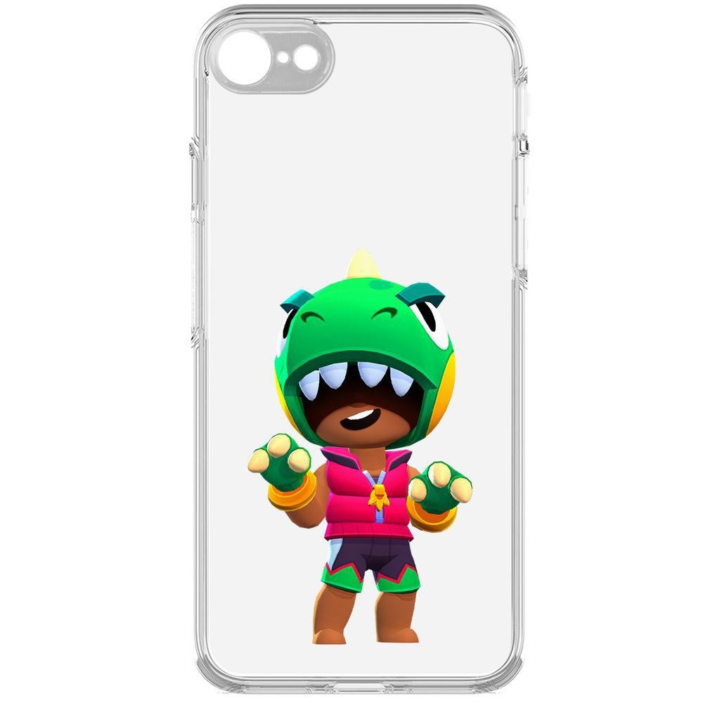 

Чехол-накладка Brawl Stars-Дино Леон для iPhone 7/8/SE 2020 с защитой камеры, Прозрачный