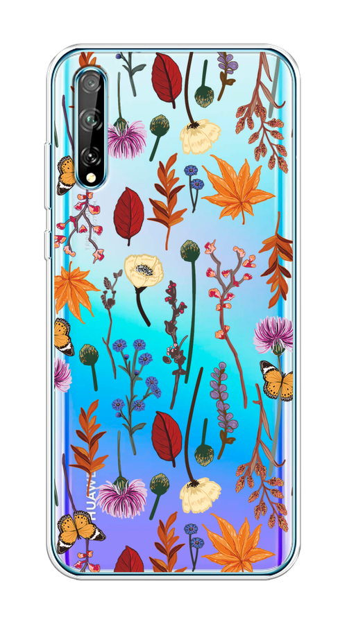 

Чехол на Huawei Y8p/P Smart S "Orange Purple flowers", Оранжевый;красный;розовый;желтый;прозрачный, 6103550-1