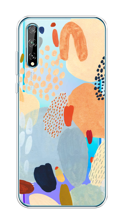 

Чехол на Huawei Y8p/P Smart S "Необычная абстракция", Бежевый;голубой, 6103550-1