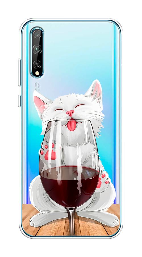 

Чехол на Huawei Y8p/P Smart S "Кот с бокалом", Прозрачный;белый;красный, 6103550-1