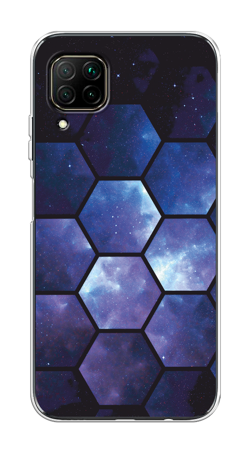 

Чехол на Huawei P40 Lite/Nova 6 SE/Nova 7i "Соты космос", Черный;фиолетовый, 611750-1