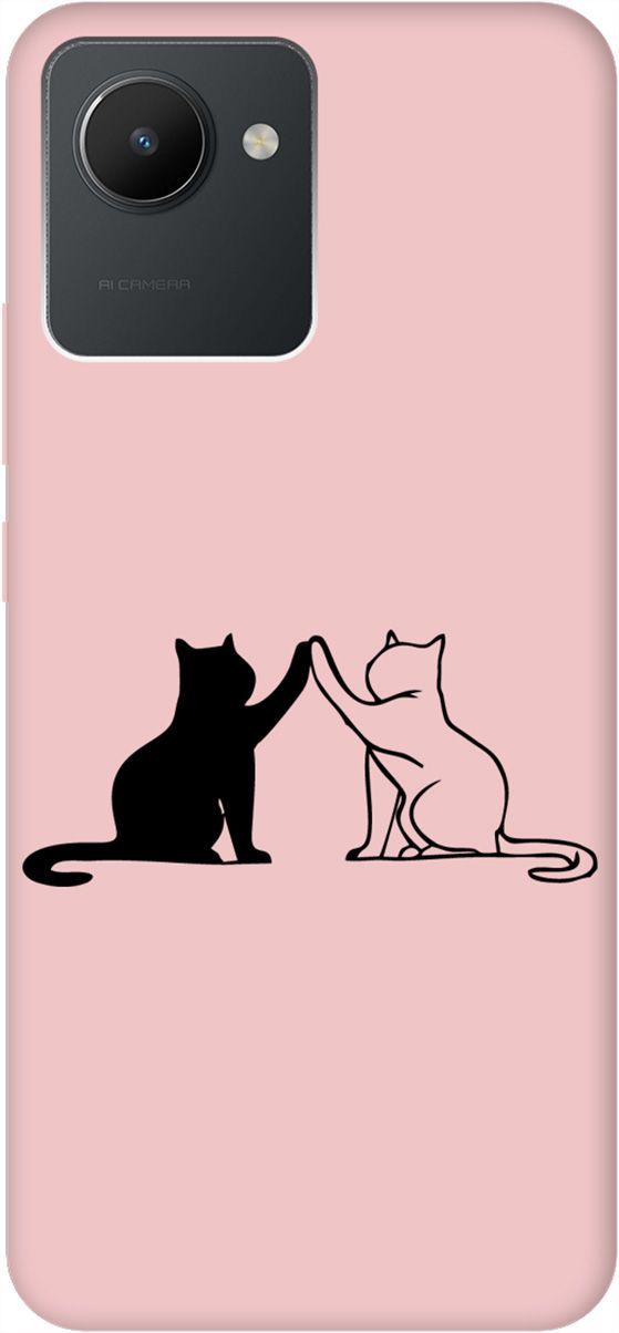 

Силиконовый чехол на realme C30 с принтом "Cats" розовый, Розовый;черный, 1569000