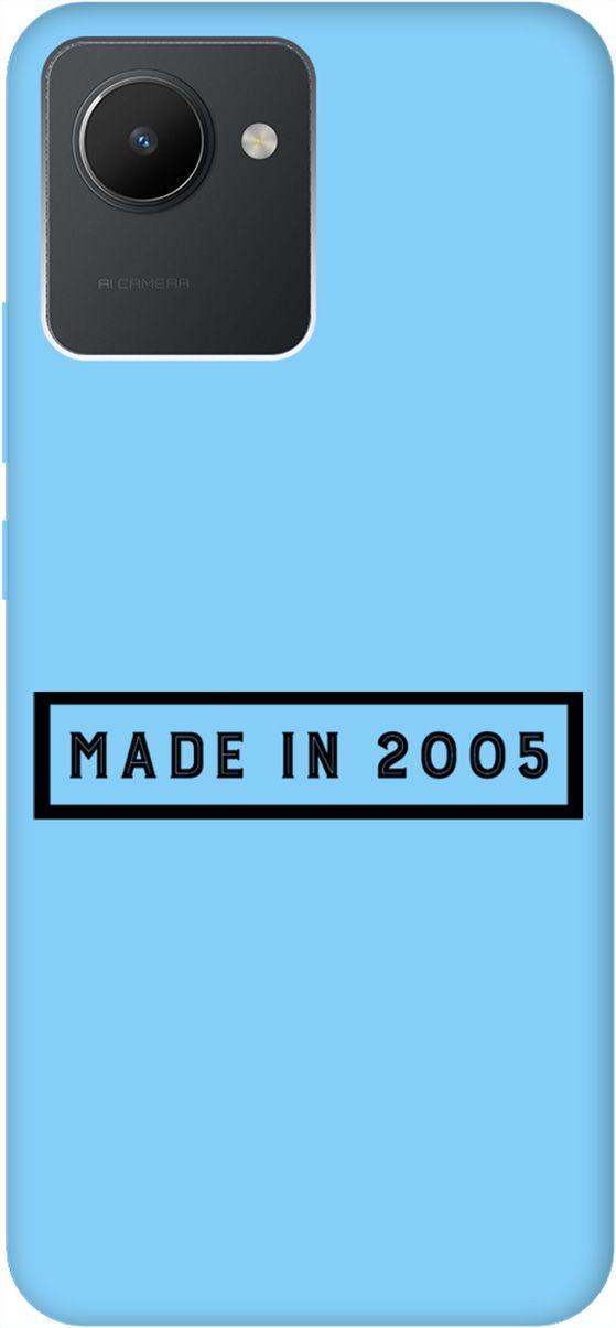 

Силиконовый чехол на realme C30 с принтом "2005" голубой, Голубой;черный, 1569000