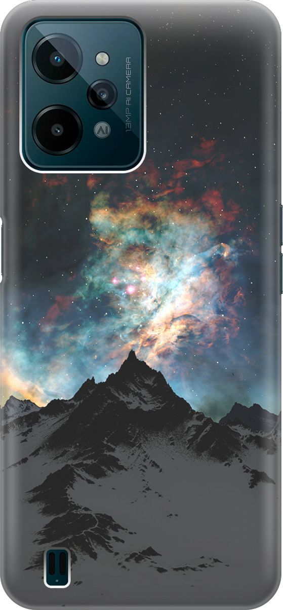 

Силиконовый чехол на realme C31 с принтом "Горы и звезды", Синий;черный, 1570200