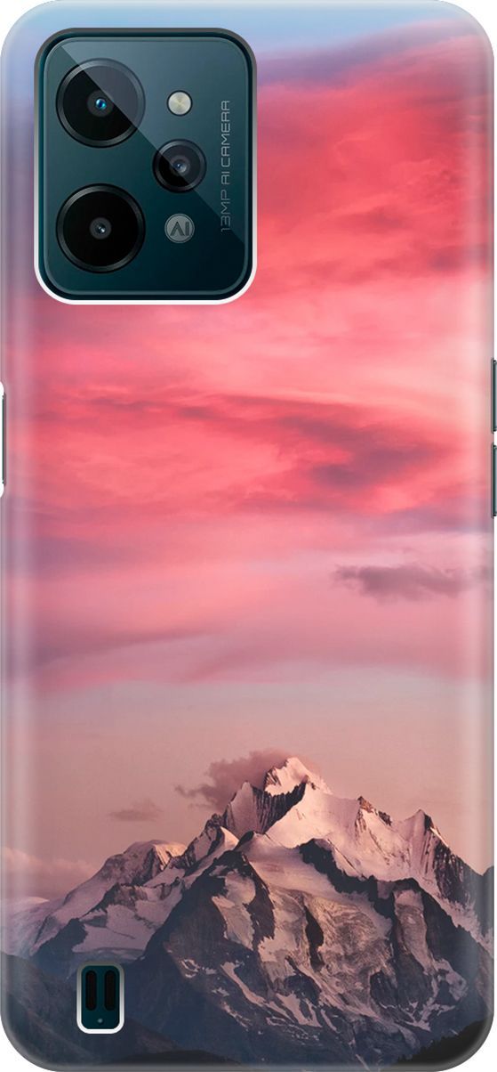 

Силиконовый чехол на realme C31 с принтом "Горы и небо", Коричневый;розовый, 1570200