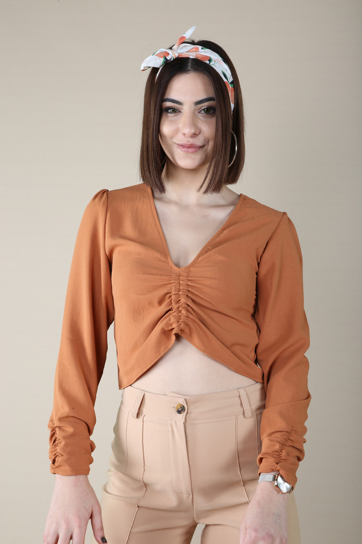 

Блуза женская GİENS Z-000006533_C10 коричневая L (доставка из-за рубежа), Z-000006533_C10