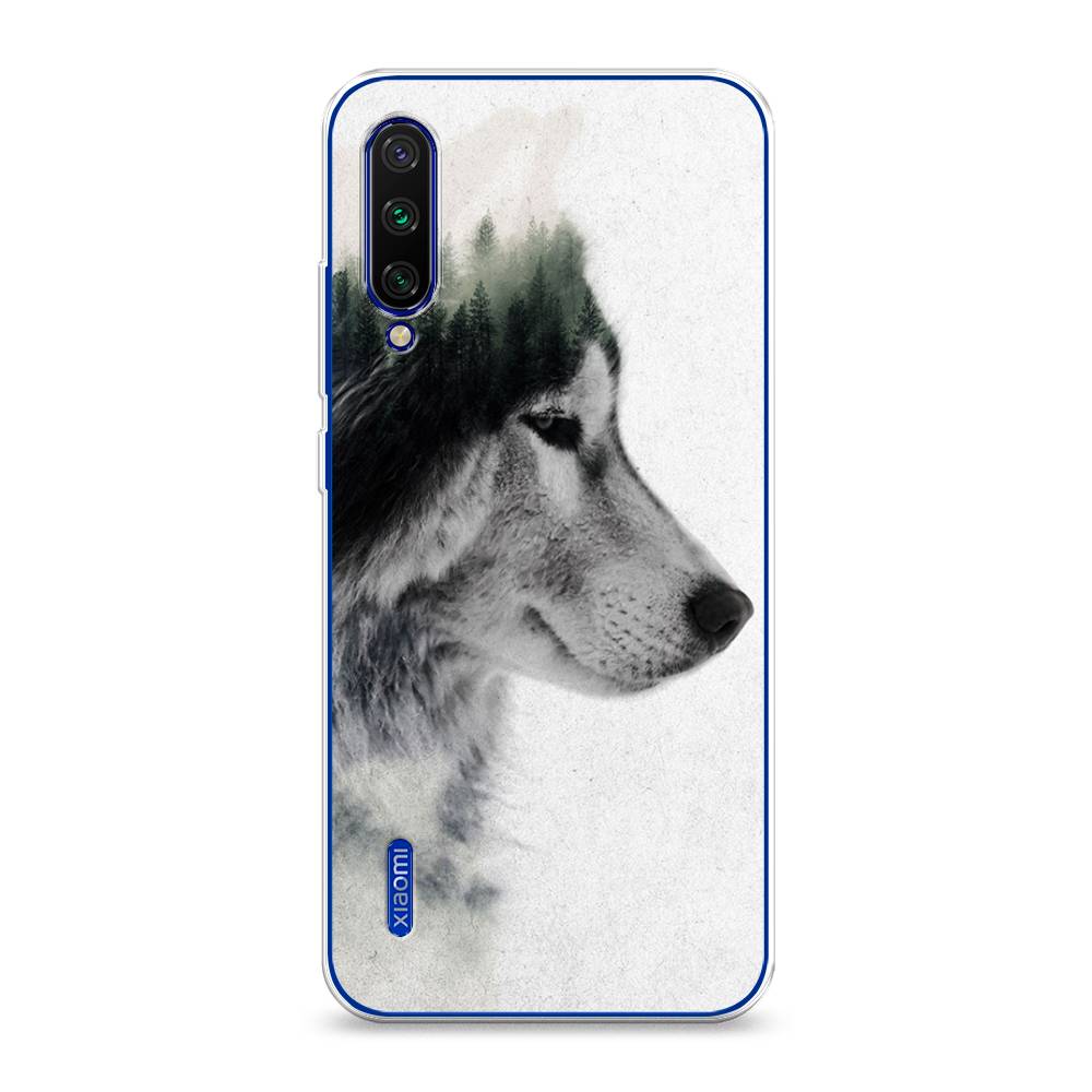 

Чехол на Xiaomi Mi CC9E/Mi A3 "Волк лес", Серый;белый, 35950-1