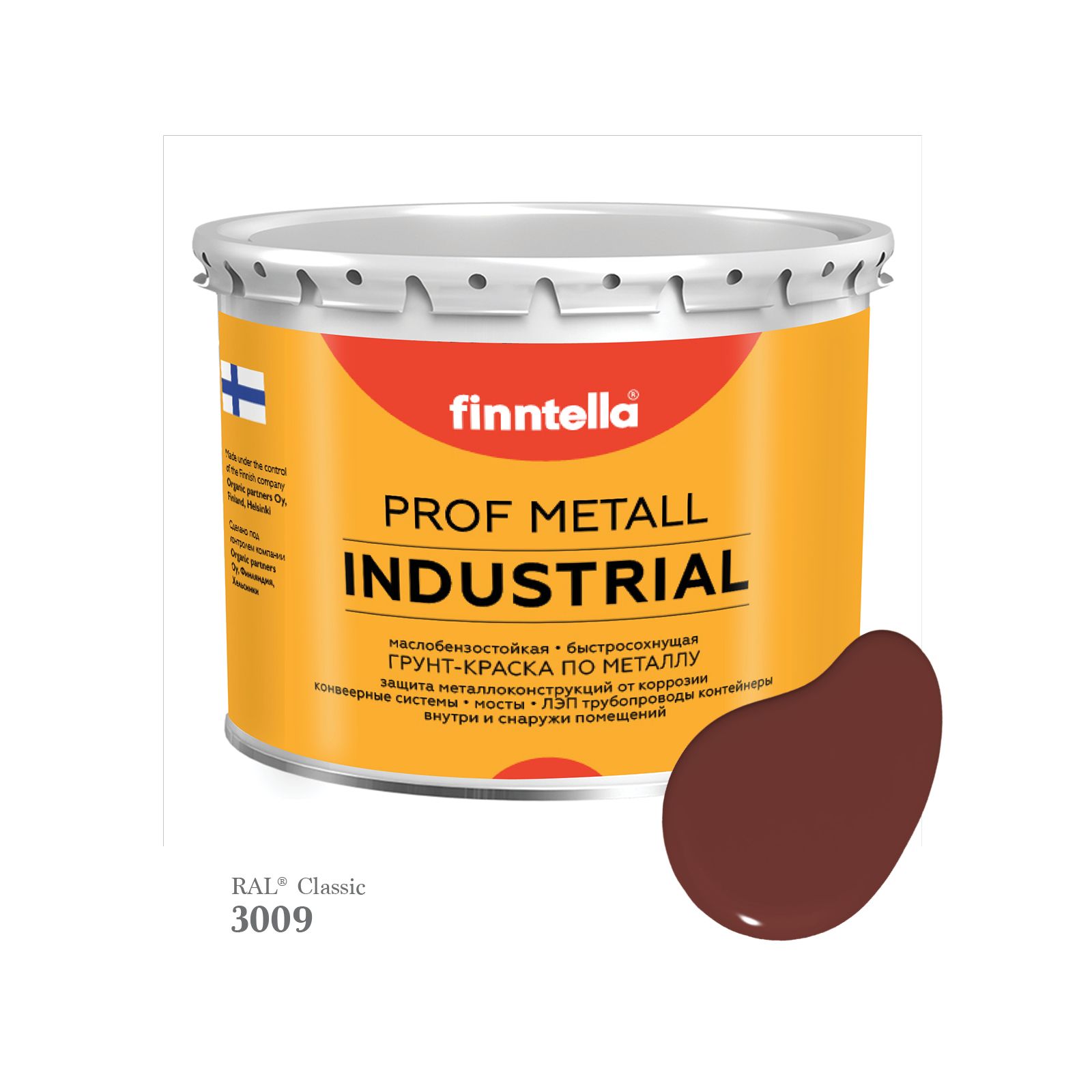 

Краска METALL Prof INDUSTRIAL, цвет RAL3009 Красная окись (Oxide red), 2,7л, Красный, METALL Prof