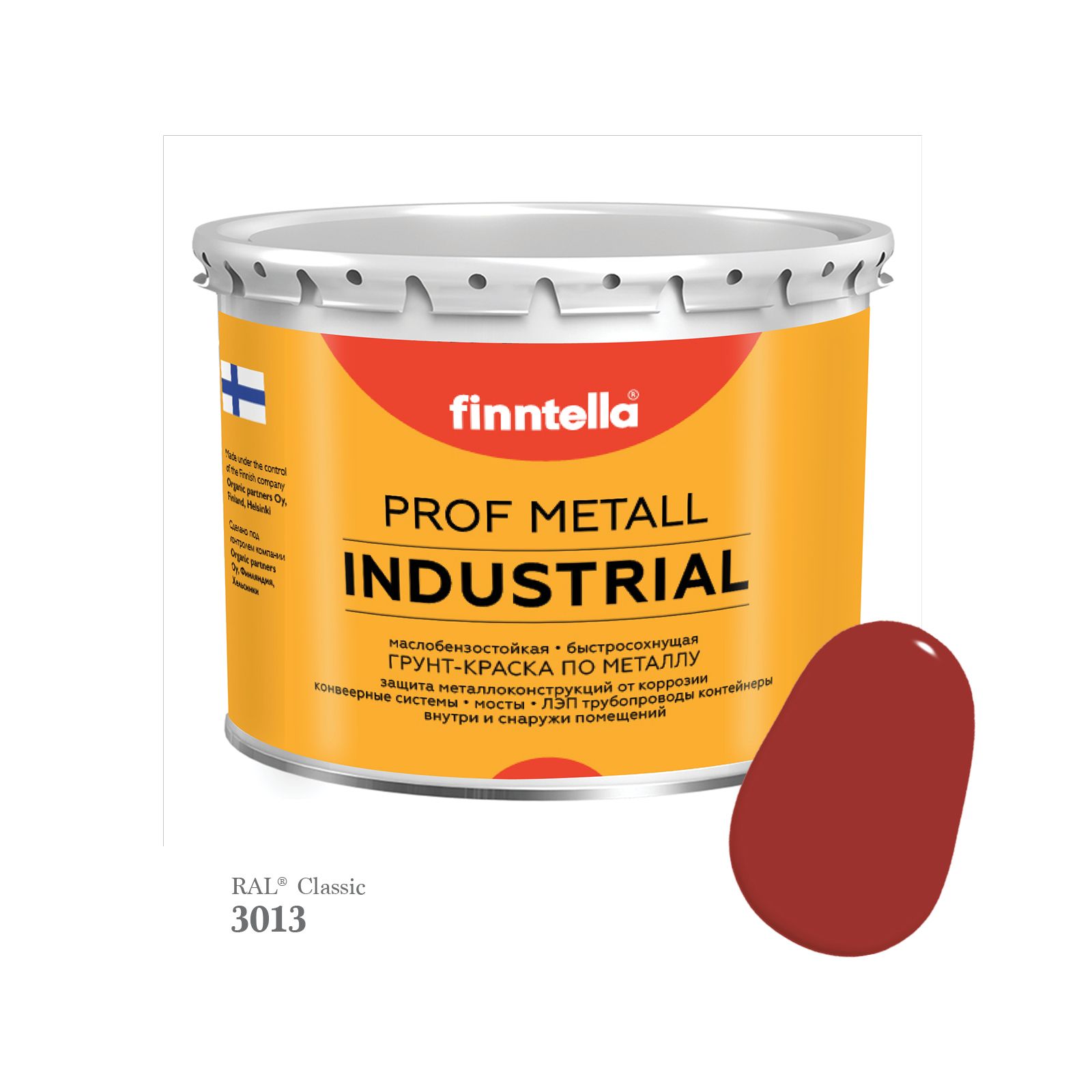 

Краска METALL Prof INDUSTRIAL, цвет RAL3013 Томатно-красный (Tomato red), 2,7л, METALL Prof