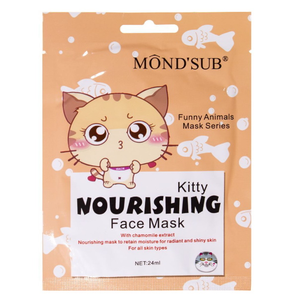 Тканевая маска для лица Mond'Sub Deep Nourishing Cat Printed Facial Mask питательная 24 мл