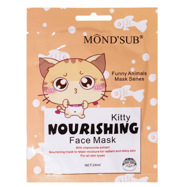 фото Тканевая маска для лица mond'sub deep nourishing cat printed facial mask питательная 24 мл