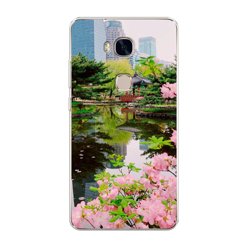 

Чехол для Honor 5X "Сакура возле озера", Зеленый;розовый;голубой, 60550-2