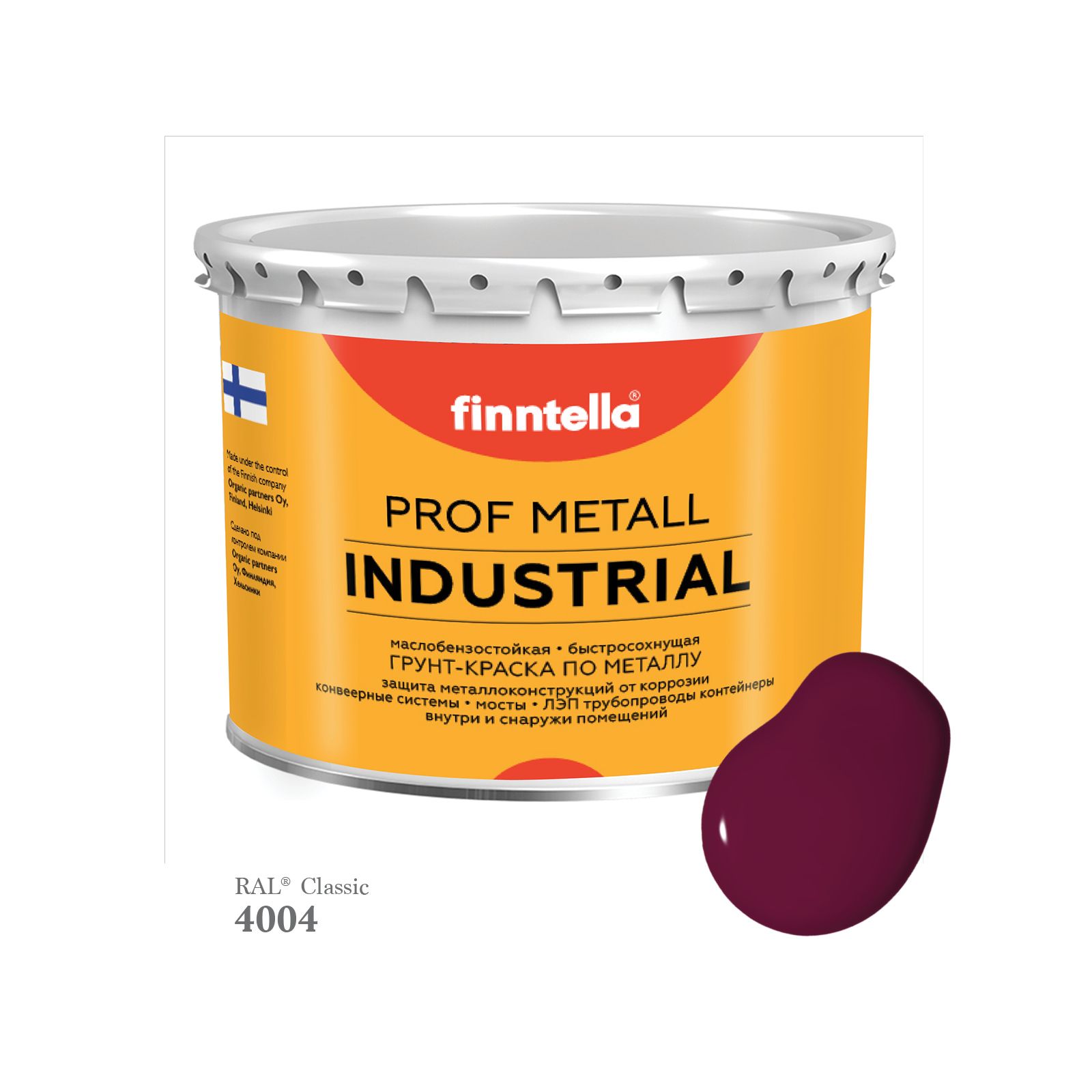 

Краска METALL Prof INDUSTRIAL, цвет RAL4004 Бордово-фиолетовый (Claret violet), 2,7л, METALL Prof