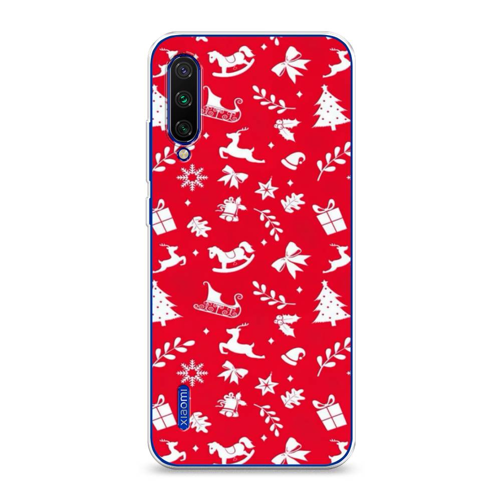 

Чехол на Xiaomi Mi CC9E/Mi A3 "Красный новогодний фон", Красный;белый, 35950-5