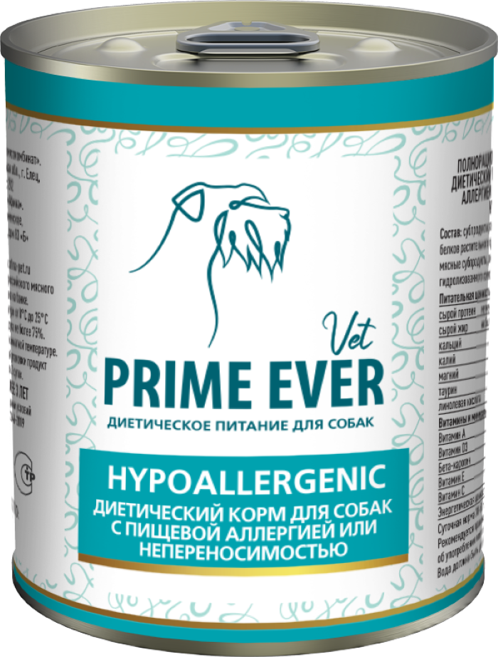 Консервы для собак Prime Ever VET Hypoallergenic говядина 340 г 355₽