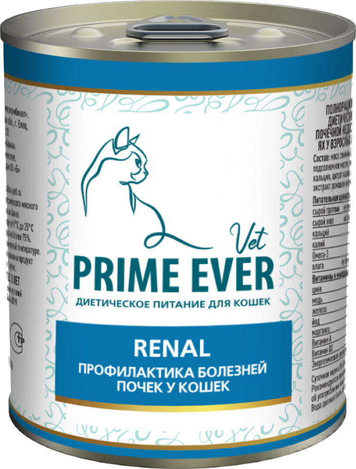 

Консервы для кошек Prime Ever VET Renal, свинина и птица, 340 г, Renal