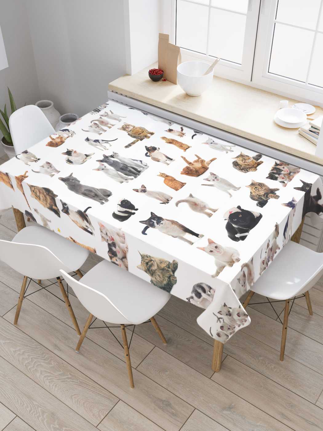 

Скатерть прямоугольная JoyArty "Разнообразие котов" из оксфорда, 120x145 см, Коричневый, Разнообразие котов
