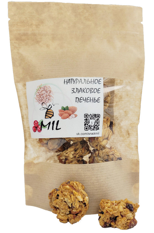 

Злаковое печенье MIL: миндаль, клюква (70 г), 80326498-МК