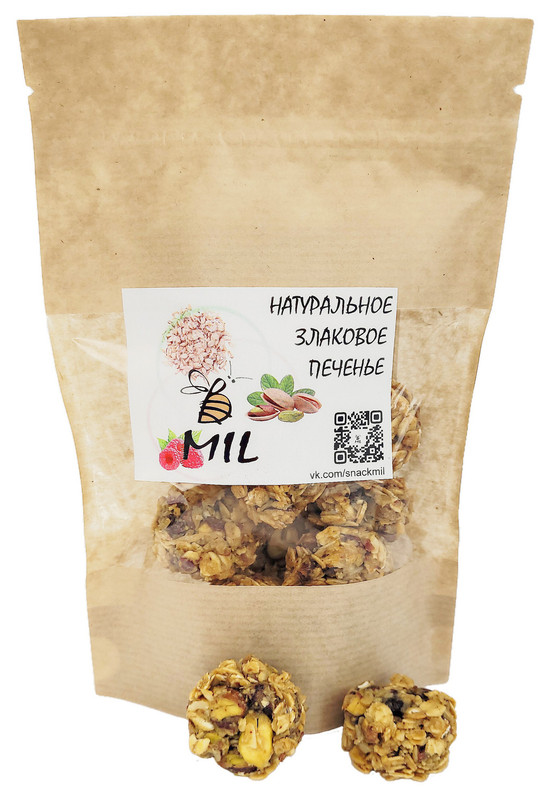 

Злаковое печенье MIL: фисташка, малина (70 г), 80326498-ФМ