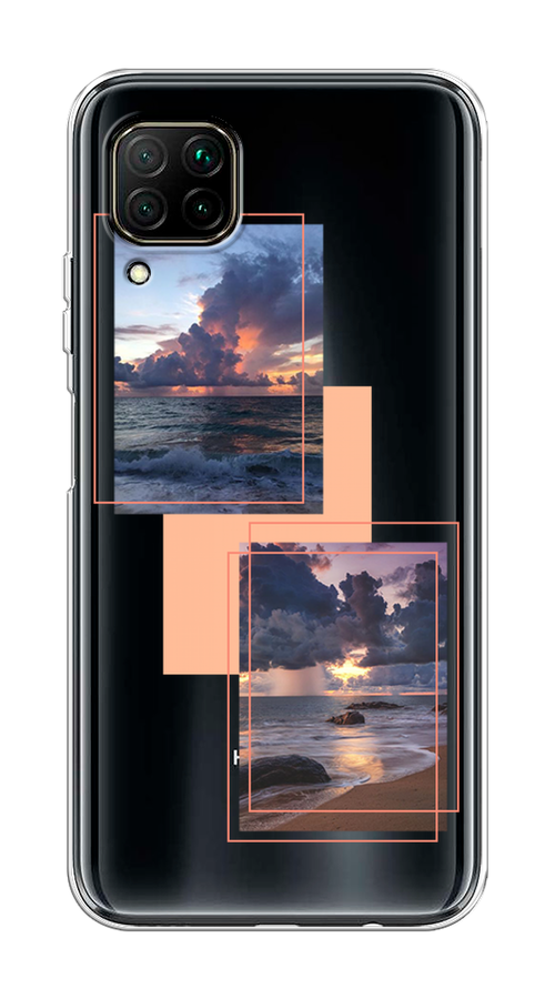 Чехол на Huawei P40 Lite/Nova 6 SE/Nova 7i "Sky collage" 611750-1 розовый,  прозрачный,  синий