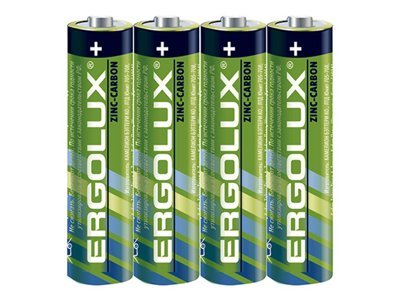 Батарейка солевая Ergolux R6SR4 AA, 1,5V, 4 шт. батарейка солевая r6sr4 aa 1 5v упаковка 4 шт r6sr4 ergolux 12441 ergolux арт 12441