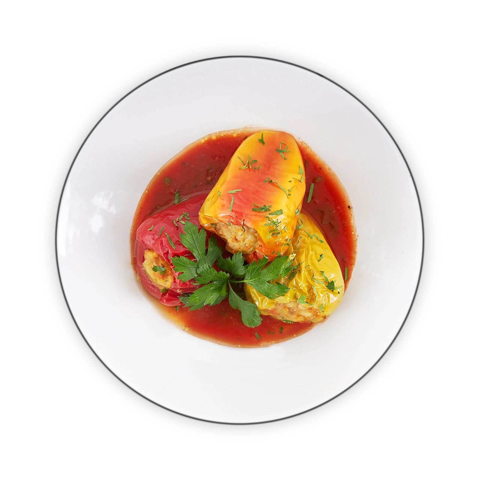 

Перец фаршированный свининой и курицей запеченный